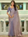 Lilac Embellished Mono Satin Saree