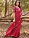 Red Mono Georgette Zari Sequin Saree