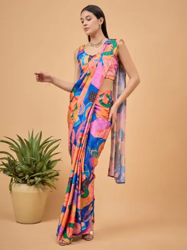 Bohemian Printed Crepe Silk Ready to Wear Saree