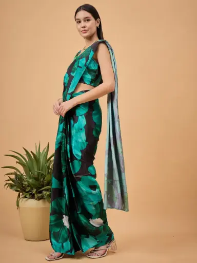 Crepe Silk Contemporary Printed Ready to Wear Saree