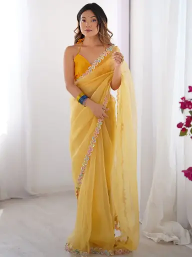 Yellow Jimmy Choo Designer Saree